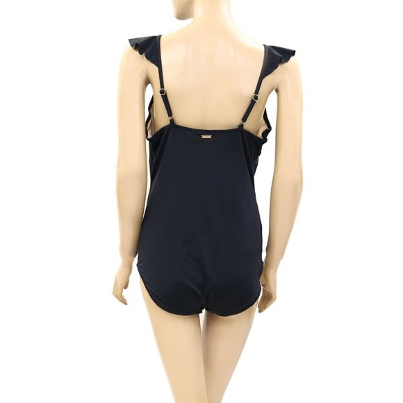 Cabana Life Essentials One-Piece Black Ruffle Bodysuit Top Solid XL NWT - Picture 3 of 5